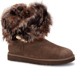 UGG Meadow Fold Over Fur Boots with side Toggle